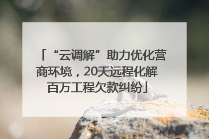 “云调解”助力优化营商环境，20天远程化解百万工程欠款纠纷