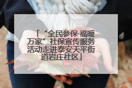 “全民参保·福暖万家”社保宣传服务活动走进泰安天平街道岩庄社区