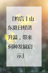 灼言丨山东夏日经济升温，带来何种发展启示