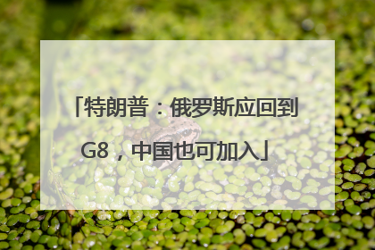 特朗普：俄罗斯应回到G8，中国也可加入