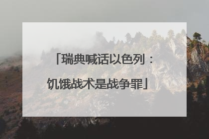 瑞典喊话以色列：饥饿战术是战争罪