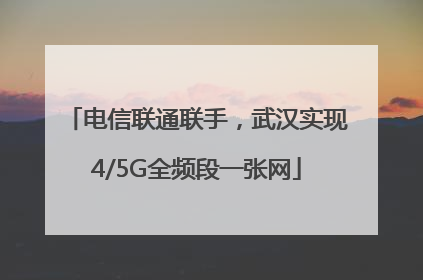 电信联通联手，武汉实现4/5G全频段一张网