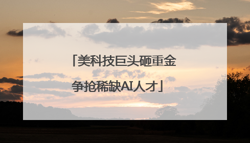 美科技巨头砸重金争抢稀缺AI人才