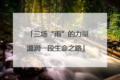 三场“雨”的力量温润一段生命之路