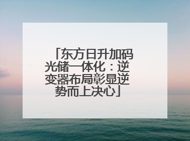 东方日升加码光储一体化：逆变器布局彰显逆势而上决心