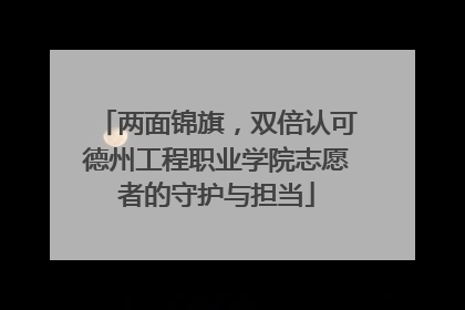 两面锦旗，双倍认可德州工程职业学院志愿者的守护与担当
