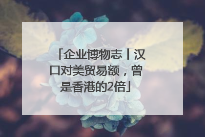 企业博物志丨汉口对美贸易额，曾是香港的2倍