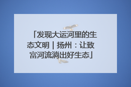 发现大运河里的生态文明｜扬州：让致富河流淌出好生态