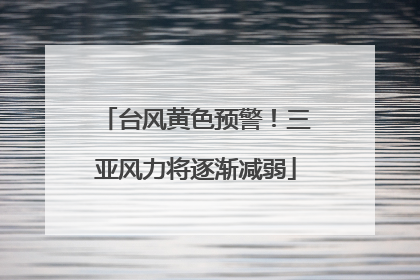 台风黄色预警！三亚风力将逐渐减弱