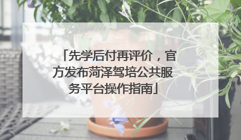 先学后付再评价，官方发布菏泽驾培公共服务平台操作指南
