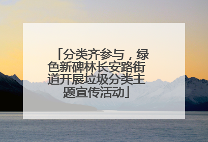 分类齐参与，绿色新碑林长安路街道开展垃圾分类主题宣传活动