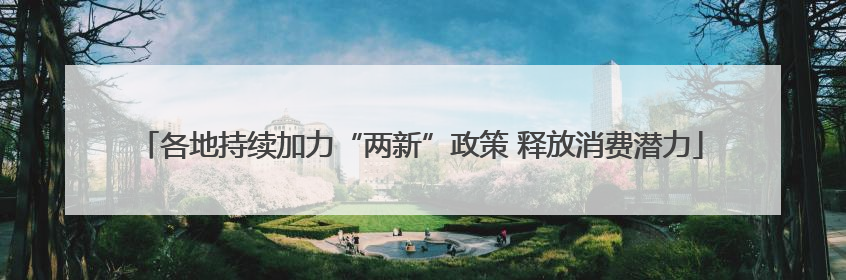 各地持续加力“两新”政策 释放消费潜力