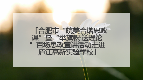 合肥市“皖美合谐思政课”暨“举旗帜·送理论”百场思政宣讲活动走进庐江高新实验学校