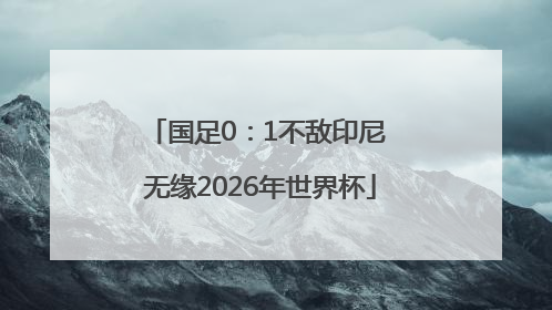 国足0：1不敌印尼 无缘2026年世界杯