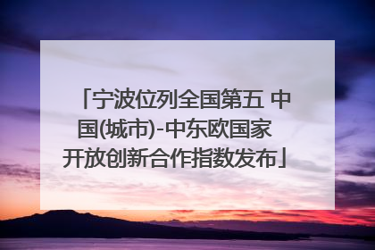宁波位列全国第五 中国(城市)-中东欧国家开放创新合作指数发布
