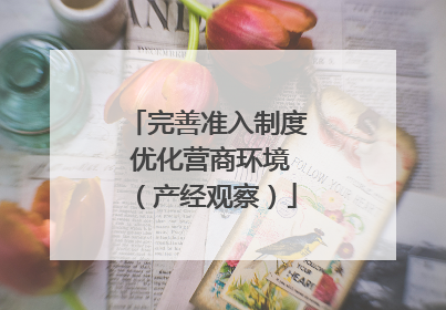 完善准入制度 优化营商环境（产经观察）