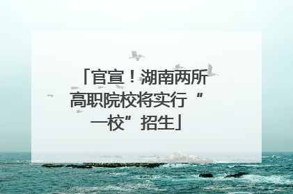 官宣！湖南两所高职院校将实行“一校”招生