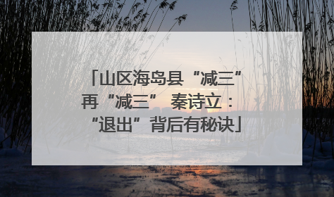 山区海岛县“减三”再“减三” 秦诗立：“退出”背后有秘诀
