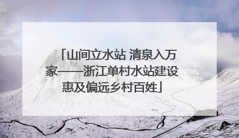 山间立水站 清泉入万家——浙江单村水站建设惠及偏远乡村百姓
