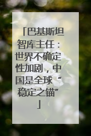 巴基斯坦智库主任：世界不确定性加剧，中国是全球“稳定之锚”