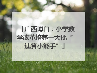 广西博白：小学数学改革培养一大批“速算小能手”