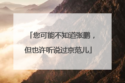 您可能不知道张鹏，但也许听说过京范儿