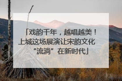 戏韵千年，越唱越美！上城这场展演让宋韵文化“流淌”在新时代
