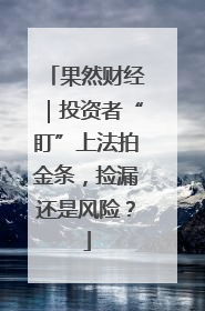 果然财经｜投资者“盯”上法拍金条，捡漏还是风险？