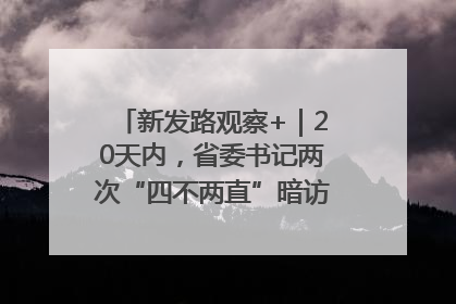新发路观察+｜20天内，省委书记两次“四不两直”暗访，有何深意？