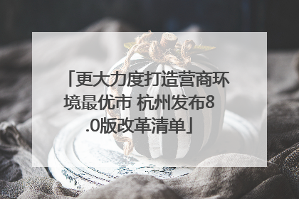 更大力度打造营商环境最优市 杭州发布8.0版改革清单