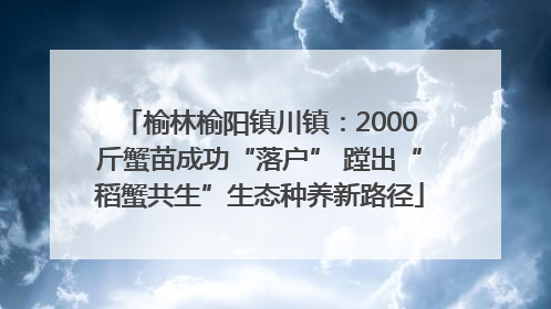 榆林榆阳镇川镇：2000斤蟹苗成功“落户” 蹚出“稻蟹共生”生态种养新路径