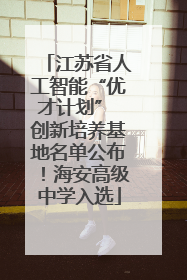 江苏省人工智能“优才计划” 创新培养基地名单公布！海安高级中学入选