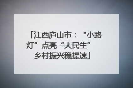 江西庐山市：“小路灯”点亮“大民生” 乡村振兴稳提速
