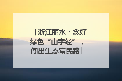 浙江丽水：念好绿色“山字经”，闯出生态富民路