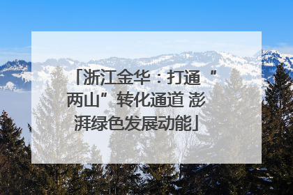 浙江金华：打通“两山”转化通道 澎湃绿色发展动能
