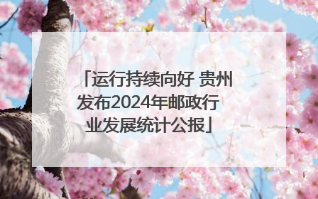 运行持续向好 贵州发布2024年邮政行业发展统计公报
