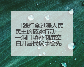 践行全过程人民民主的破冰行动——洞口填补制度空白开居民议事会先河侧记