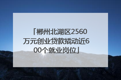 郴州北湖区2560万元创业贷款撬动近600个就业岗位