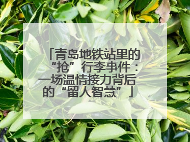 青岛地铁站里的“抢”行李事件：一场温情接力背后的“留人智慧”