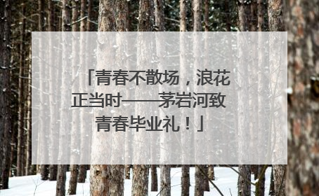 青春不散场，浪花正当时——茅岩河致青春毕业礼！