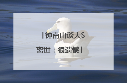 钟南山谈大S离世：很遗憾