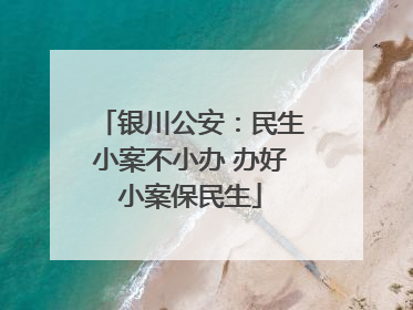 银川公安：民生小案不小办 办好小案保民生