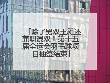 除了男双王昶还兼职混双！第十五届全运会羽毛球项目抽签结束