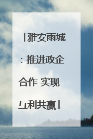 雅安雨城：推进政企合作 实现互利共赢