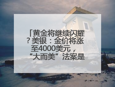 黄金将继续闪耀？美银：金价将涨至4000美元，“大而美”法案是关键！